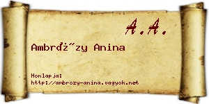 Ambrózy Anina névjegykártya
